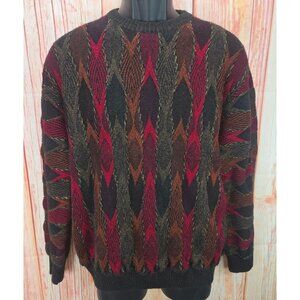 Montechiaro Wool & Acrylic Argyle Sweater Large Made In Italy